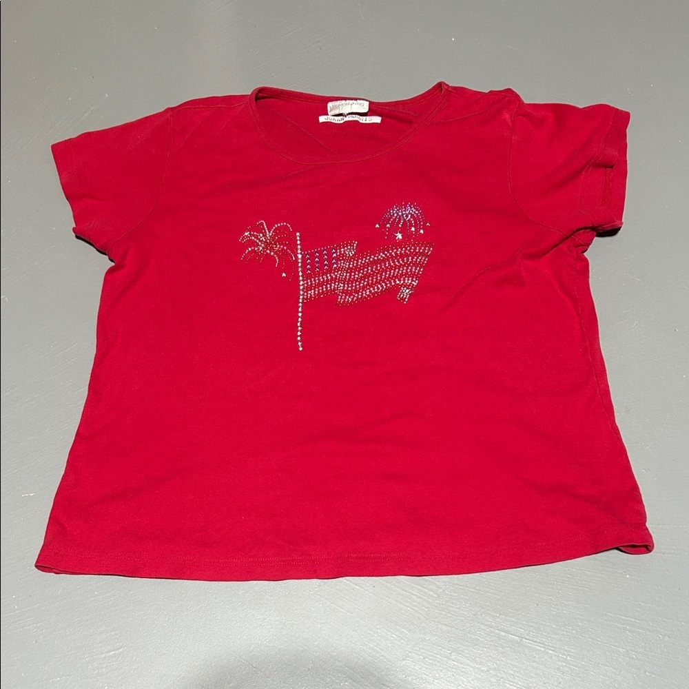 Fashion Bug Red USA Flag Patriotic Shirt (Women’s XL)